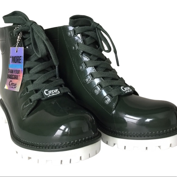 Circus Green Water Proof Combat Ankle Booties Sz 7 - Picture 3 of 12